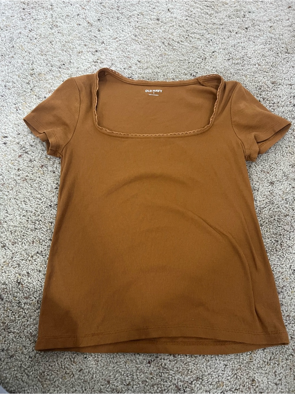 Old Navy Square Neck Short Sleeve Top - Rust Brown